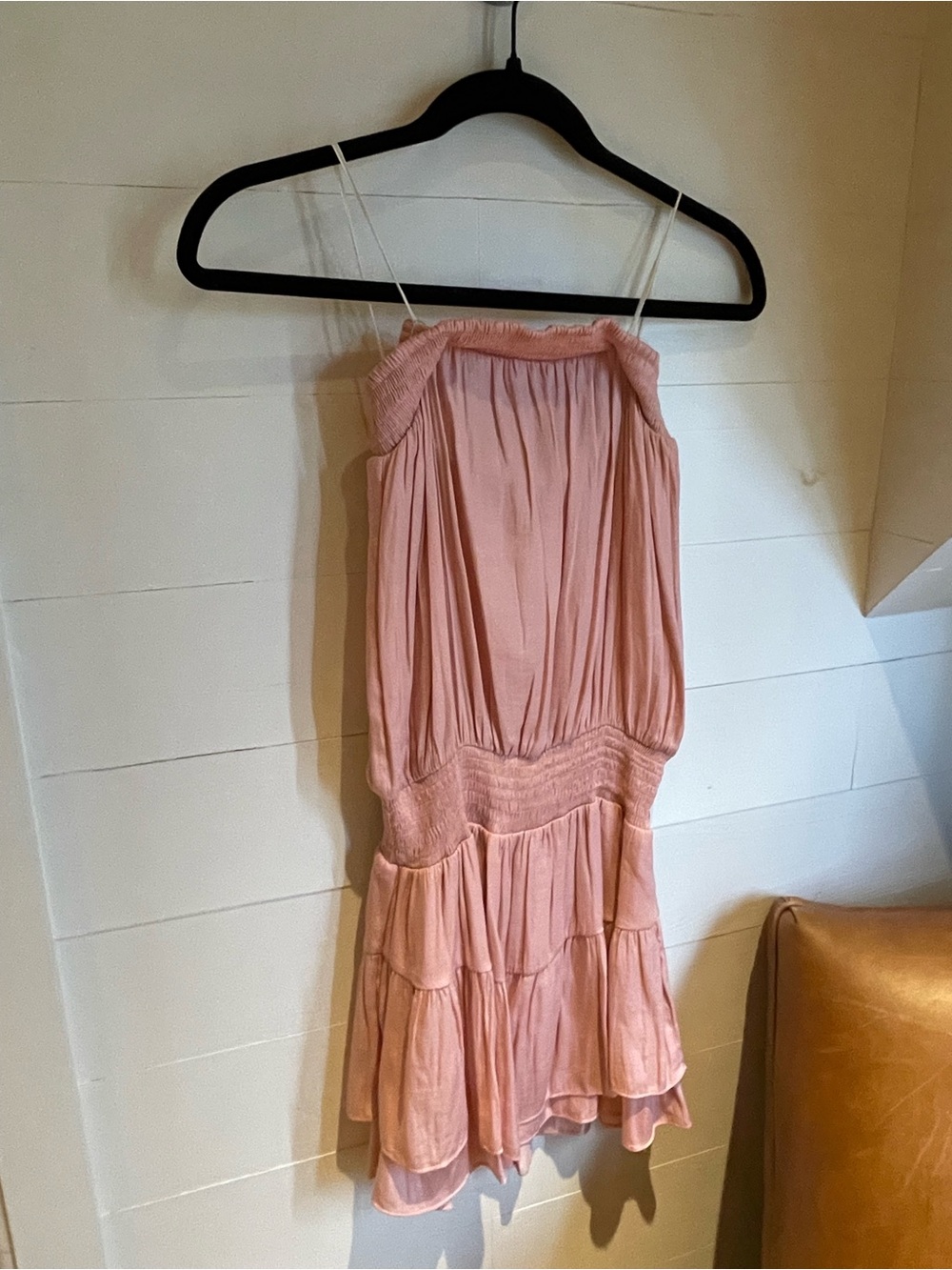 Light Pink Tiered Mini Dress with Smocked Waist